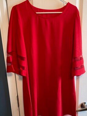 Chic Red Mini Dress with Sleeve AccentsNever Worn